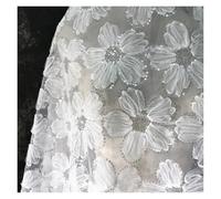 3D Texture Big Flower Sequin Embroidery Fabric Wedding Dress Garment Shiny Light Perspective Designer(Purple)