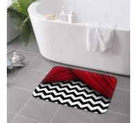 3D Twin Peaks Red Curtains Black And White Chevron Non-slip Doormat Floor Mat Carpet Rug for Entrance Home Bedroom Footpad Mats-60x90cm