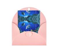 3D Underwater World Fish Dolphi Stampa Biglietti con buste, Verticale Amore Fibbia Vuota Perla Carta Imballaggio Vacanza Auguri