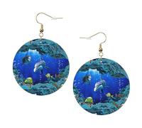 3d Underwater World Fish Dolphi Trendy Orecchini in pelle per le donne ciondola 1 paio di orecchini piercing stampati leggeri gioielli regali per donne ragazze