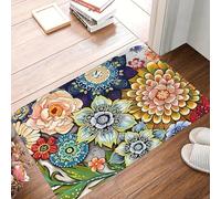 3D Vibrant Floral Art Slip Mat, Colorful Mandala Design for Home Decor and Flower Lovers-60x90cm