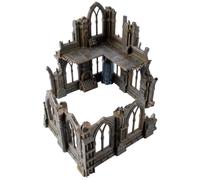 3D Vikings Gothic Ruins Series - Set 2: Rovine biforcate con sezioni a due piani e a un piano, scala 28/32 mm