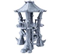 3D Vikings Orc Camp - Torre di Guardia a due livelli con scala, design impilabile, scala 28/32 mm, grigio e non verniciato