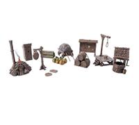 3D Vikings Set di articoli da città - Accessori integrali per D & D, Warhammer - Pozzo, Wc, Segnalibri, Forca, Giornali, Carrello