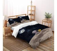 3D Vista Lunare di Snoopy & Woodstock Set Di Biancheria Adulti Set Da 3 Pezzi Morbido E Accogliente 2 Federe Cuscino Doppio Con Chiusura A Cerniera Double（200x200cm）