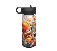 3D vortici colorati e palle Viaggio tempo libero isolato bottiglia d'acqua bottiglia d'acqua in acciaio inox (510 g), adatta per campeggio, fitness, escursioni all'aperto,