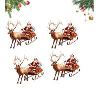 3D Wall-Breaking Santa Claus Sticker, 3D Peel Stick Santa Claus Reindeer Break-Through Wall Decal, Festive Home Door Window Decor for Xmas (4PCS-D)