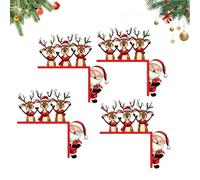 3D Wall-Breaking Santa Claus Sticker, 3D Peel Stick Santa Claus Reindeer Break-Through Wall Decal, Festive Home Door Window Decor for Xmas (4PCS-C)