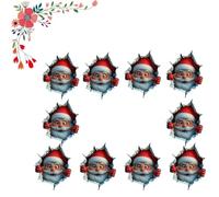 3d Wall-Breaking Santa Claus Sticker, 3d Santa Claus Broken Wall Cartoon Design Christmas Decals, Funny Christmas Decor Supplies, for Home Door Window (10pcs)