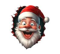 3D Wall-Breaking Santa Claus Wall Stickers, 3D Santa Claus Broken Wall Cartoon Design Christmas Decals | Festive Holiday Decoration For Home, Living Room, Bedroom, Bathroom, Kitchen, Offices & School