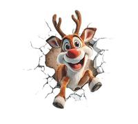 3D Wall-Breaking Santa Claus Wall Stickers with Breaking Through the Wall Effect, Cute Christmas Walls Decals Peel and Stick, Self-Adhesive Toilet Sticker Decoration for Christmas Party Kitchen Room