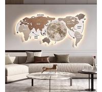 3D Wall Painting With Light, Extra Large Decorative LED Wall Clock For Living Room Decor, Giant Modern Wall Clocks For Bedroom Kitchen Office Home, Big DIY World Map Wall Clock Battery Operated(Gray,5