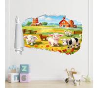 3D Wall Sticker Room Decor Camera Da Letto Decal Le Mucche Vivono Tatuaggio Murale Per Bambini E Bambine Animali Da Fattoria Adesivo Decorativo Per La Casa Murale Carta Da Parati
