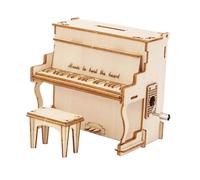 3D Wooden Puzzle Box, Music Box Kit, Piano Model Sets, self build Brain Teaser, Handmade Assembly Set, Creative Gift Idea, Tabletop Decor, Compact Size 4.2 × 3.8 × 2.6 Inches
