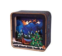 3D Wooden Puzzle Scena Notturna di Natale con Luci Kit Fai-da-Te Slitta di Babbo Natale per Adulti Regalo Colorato e Decorazione Festiva