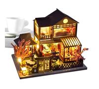 3D Wooden Puzzles for Adults - House Miniature Kits with LED Light, Villa Building Blocks Craft, Realistic DIY Model for Library, Men, Kids, Home, Creative Hobby, Gift Set