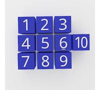 3D3 & CO - Cubi Corsi, Cubi WNV, 10 Cubi Blu da 2,5 cm numerati da 1 a 10 in Bianco
