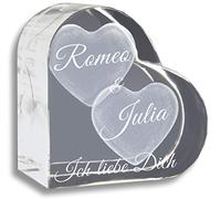 3Dglas Cristallo, Ti Amo | Cuore in Vetro Laser 3D da 58 mm con Incisione | Il Regalo per Coloro Che amate