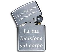 3Dglas Zippo Originale con inciso Il Testo | Cromato Spazzolato, Chrome Brushed