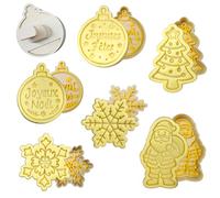 3DKOUPE - Stampini a tema natalizio - Babbo Natale, albero di Natale, fiocco (x2), palla di Natale con messaggio (x2) - Pasticceria creativa Premium - Made in France