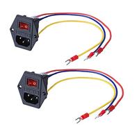 3Dman 15A 250V Rocker Switch On/Off Power Socket Inlet Module Plug 10A Fuse Switch with 3PCS 18 AWG Wiring 3 Pin IEC320 C14-2pcs