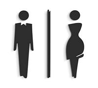 3DP Signs SA110 - Targa per porta con scritta in lingua tedesca, autoadesiva, moderna da donna, per bagno, per porte e uomini, per bagno e per bagno, colore: Nero