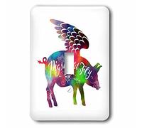 3dRose (1) interruttore a levetta singola (lsp_261955_1) Pigs Might Fly Design in colori arcobaleno