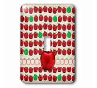 3dRose Big on Design with Red And Green Apple Background Interruttore a levetta Singolo, Multicolore