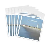 3dRose - Biglietti di auguri con scritta "Cape May New Jersey con Lighthouse n Beach", 6 x 15 cm, set da 6 (gc_80580_1)