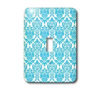 3dRose Blue and White Chic Damask - Interruttore a levetta singola (lsp_155710_1)