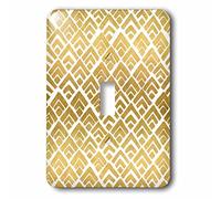 3dRose Chic Gold And White Triangle Pattern Interruttore a levetta Singolo, Oro/Bianco