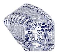 3DROSE CST 262242 2 Willow modello dettaglio bianco, set di 8 sottobicchieri morbido, blu