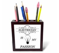 3DROSE elettricista is my Passion lampadina citazione frase trendy work - tile Pen Holder, 12,7 cm (PH 254410 1)