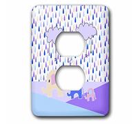 3dRose Family of Three Elephants in The Rain with Clouds, Purple 2 Prese di Copertura, Multicolore