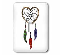 3dRose Fun Heart Shaped Dream Catcher with Beads And Feathers Interruttore a levetta Singolo, Multicolore