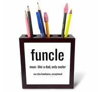 3dRose Funcle, Noun Like a Dad, Only Cooler, Lettering Nero su Sfondo Bianco Tile portapenne, 5 Pollici (PH_265849_1)