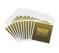 3dRose gc_36101_2 - Biglietto di auguri Elegante lettera W goffrato in oro su sfondo dorato, 12 pezzi