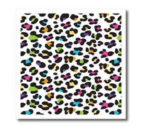 3dRose ht_113412_3 Funky Rainbow Colors Leopard Animal Print Modern Trendy Pattern-Iron On Heat Transfer per materiale, 25,4 x 25,4 cm, bianco