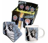 3dRose Lady Liberty statua della libertà stilizzata digitalmente nei colori grigio e blu - Cesto regalo caffè (cgb_19424_1)
