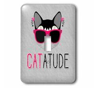 3dRose LLC. Catatude Shes a Hip Cat in Rosa Occhiali da Sole e Piume Orecchini - Interruttore a levetta Singolo, Multicolore