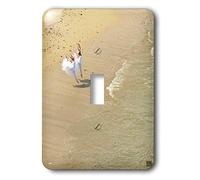 3dRose LLC lsp_10025_1 Due ballerine danza e salto accanto all'Oceano Pacifico sulla spiaggia, interruttore singolo