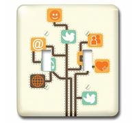 3DROSE llc. Lsp 104600 _ 2 B00BMC6BI0 social media internet Icons Geek Tree Vector design-double interruttore a levetta, multicolore