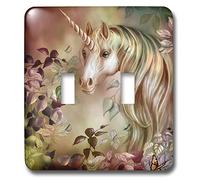 3dRose LLC lsp_11664_2 Un unicorno magico sfila da un regno incantato floreale in questa opera d'arte, doppio interruttore a levetta
