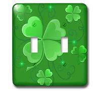 3dRose LLC lsp_11677_2 Questo disegno è di alcuni trifoglio fortunati su uno sfondo verde giusto in tempo per il giorno di San Patrizio doppio interruttore a levetta