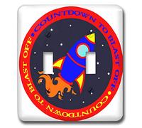 3dRose LLC lsp_12153_2 Countdown To Take Off Carino Rocket Nave Rossa e Blu Doppio Interruttore a Levetta