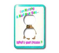 3dRose LLC lsp_13255_6 - Copertura per presa di corrente Teddy 2 Bad Hair Day