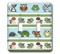 3DROSE LLC Lsp 13806 _ 2 cute Woodland Creatures Forest Print doppio interruttore a levetta