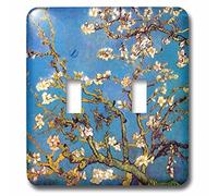 3DROSE llc. Lsp 155639 _ 2 Mandorlo in fiore di VINCENT Van Gogh 1890-famous fine art by Masters Flower branches on blue-double interruttore a levetta, bianco
