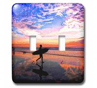 3DROSE llc. Lsp 167237 _ 2 surfing on the beach at Sunset going out for that Last wave-double interruttore a levetta, multicolore