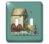 3DROSE llc. Lsp 170667 _ 2 Victorian era Ladies changing Room on the beach con due women-double interruttore a levetta, multicolore